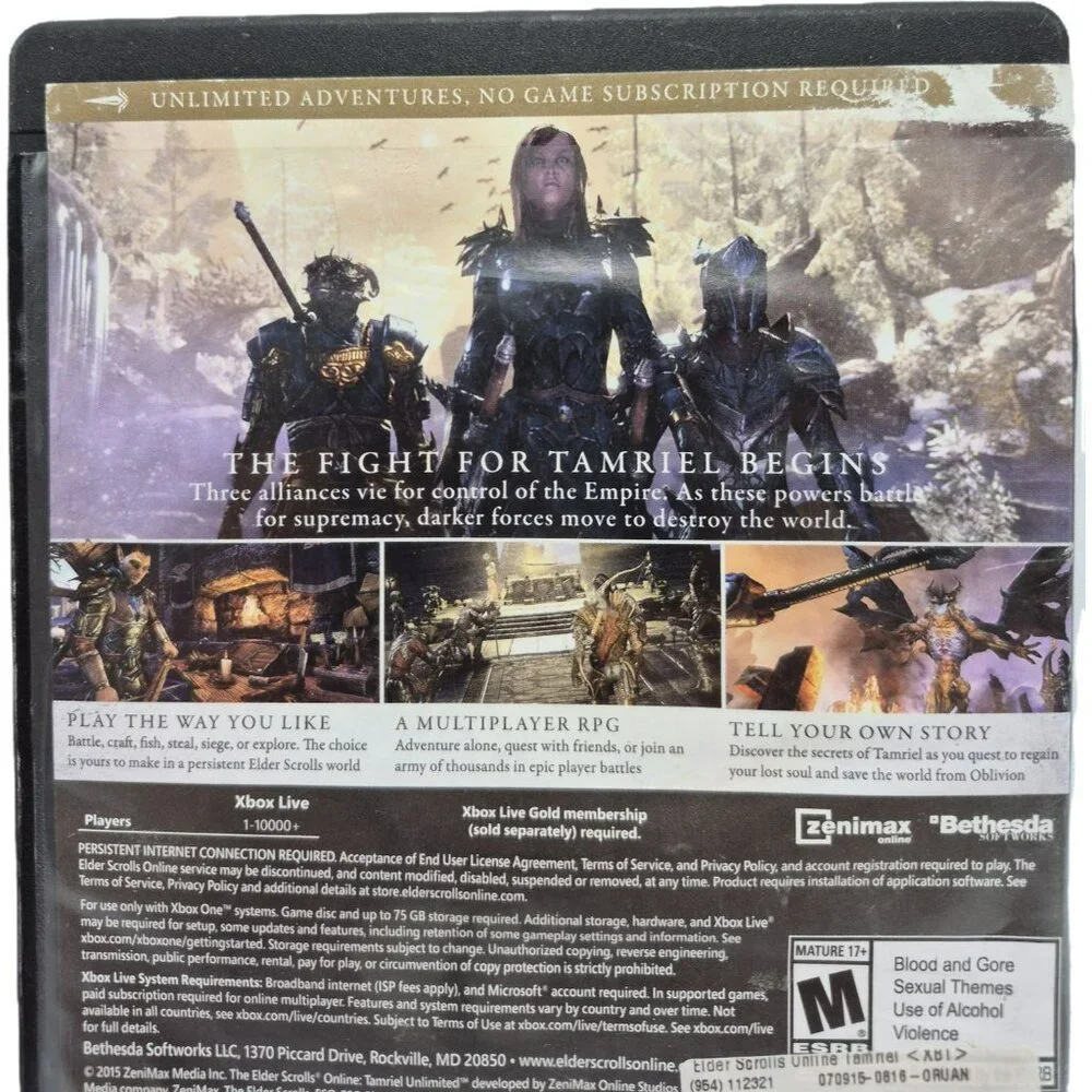 XBOX One Game The Elder Scrolls Online: Tamriel Unlimited Rated M Preowned